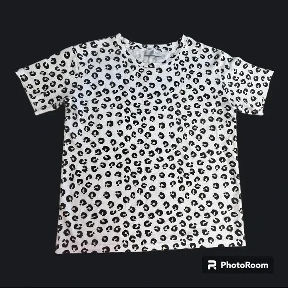 Never Fully Dressed Leopard Print T-shirt, White, Size M - Picture 2 of 8